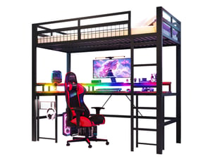 Lit mezzanine 90x200 cm OKWISH   coloris noir