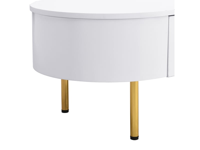  Ensemble meuble tv et table basse blancs en mdf, tiroirs et détails dorés, style chic pour le salon  - Conforama D