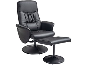 Fauteuil relax pivotant avec repose-pieds 76x81x101 cm – noir – dossier inclinable 145° en simili cuir
