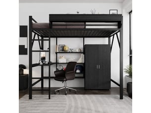 Lit mezzanine 140x200 cm <strong>STILVORA</strong>  <strong></strong> coloris noir