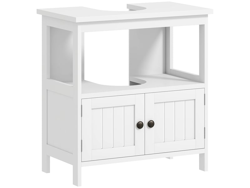  Meuble sous-évier avec 2 portes et étagère ouverte, meuble sous-évier indépendant, 60 x 30 x 60 cm, blanc  - Conforama A