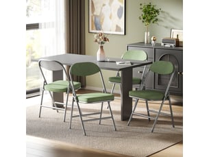 Lot de 4 chaises pliantes acier velours côtelé vert