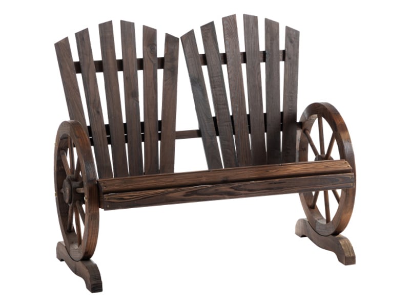 Banc de jardin rustique en bois massif, accoudoirs, marron foncé, 108x66x95 cm - Conforama A