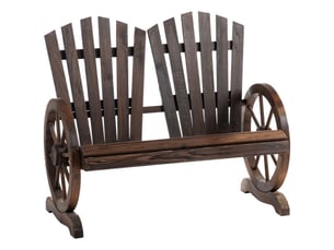 Banc de jardin rustique en bois massif, accoudoirs, marron foncé, 108x66x95 cm