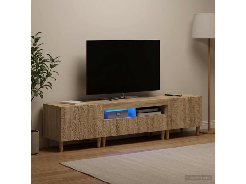 Ensemble de 3 meubles tv - banc tv - meuble de rangement led delft chêne sonoma - Conforama C