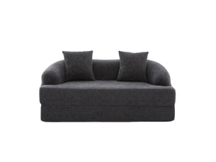 Canapé convertible 2-en-1 pour deux personnes avec deux coussins, transformable en lit double, idéal pour les chambres d'amis et les salons-noir
