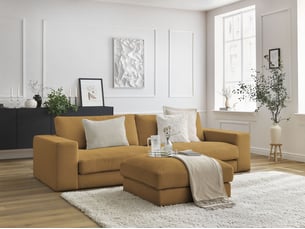 Canapé droit fixe BOBOCHIC LEONARD 4 places Velours jaune