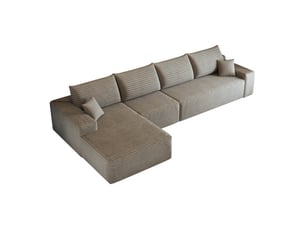 Canapé d'angle, canapé modulable, camel, assise profonde, livré monté, design moderne, 340 cm, pour salon, appartement, chambre