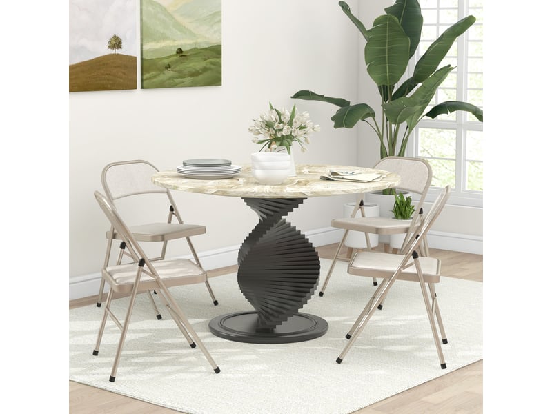  Lot de 4 chaises pliantes chaises de salle à manger portables cadre en acier beige dim. 45l x 46p x 78h cm  - Conforama D