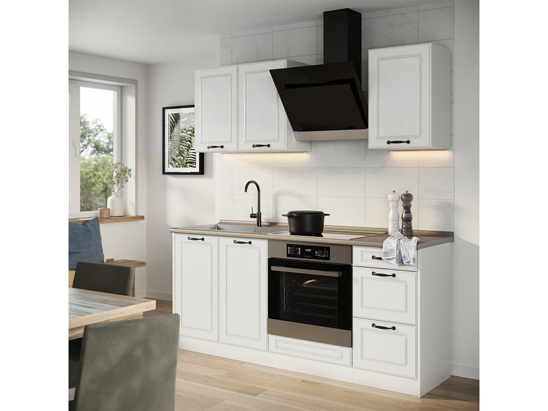 Vicco cuisine, blanc campagneblanc, 180cm plan de travail marbre - Conforama C