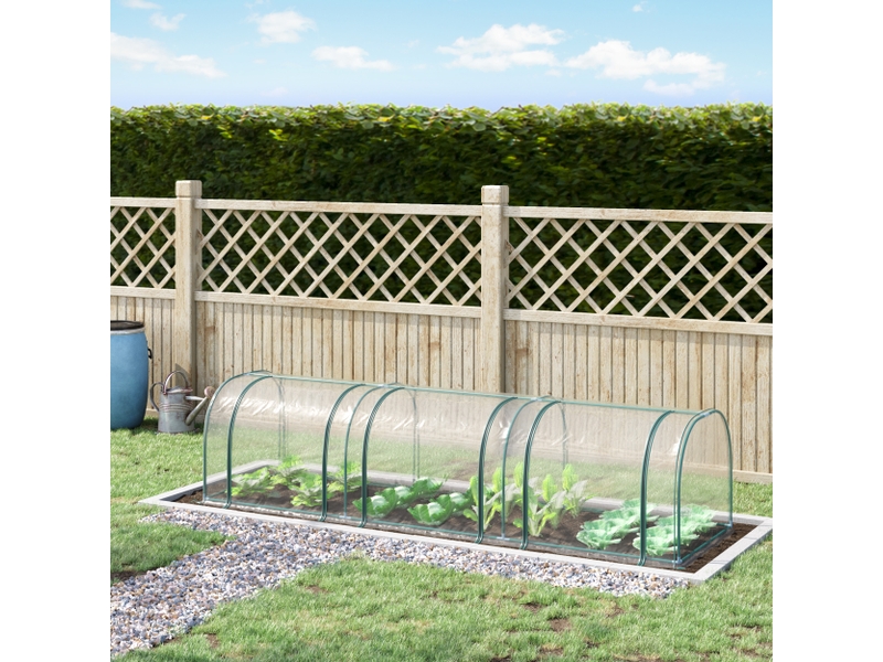 Serre extérieur 350x100x80 cm, 3 portes enroulables, acier, transparente, plantesfleurs. - Conforama C