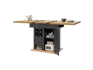 Table de séjour rectangulaire avec allonge noir+naturel - 80x110-140max.cm mdf