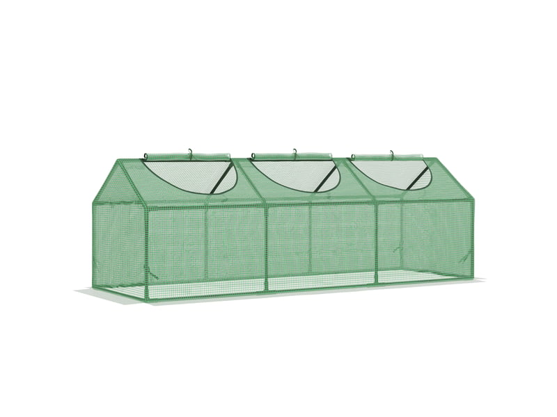  Mini serre de jardin pe 180x60x60 cm – vert foncé – fenêtres enroulables, housse imperméable anti-uv, structure stable  - Conforama A