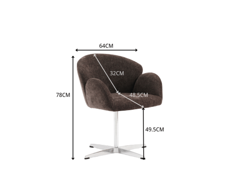  Chaise de salle à manger pivotante,64x64x78 cm,velours,marron  - Conforama C