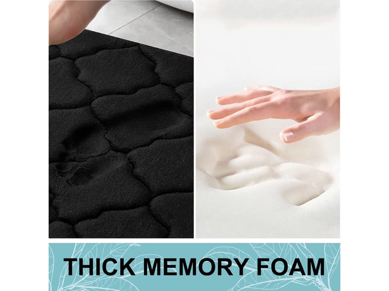  Tapis de bain en mousse à mémoire de forme antidérapant - 20 x 30 pouces - noir  - Conforama C