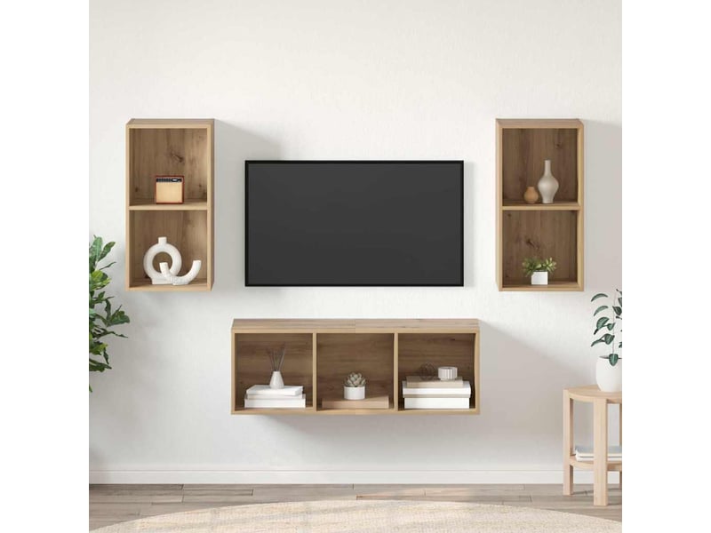  Ensemble meuble tv - banc tv - meuble de rangement chêne artisanal bois d'ingénierie  - Conforama B