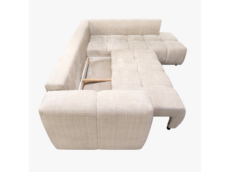  Canapé d'angle convertible en tissu beige - angle droit  - Conforama E