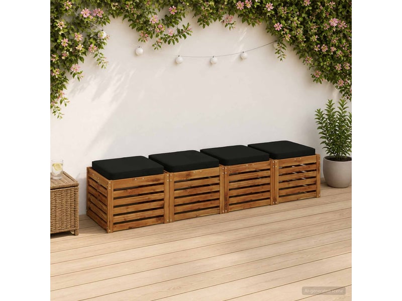  Lot de 4 coussins de siège, coussins d'assise vught 100 % polyester noir cf60725  - Conforama B