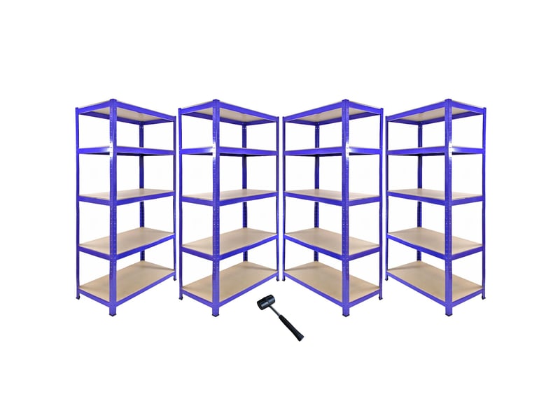  Monster racking - 1 rayonnage d'angle t-rax bleu et 4 rayonnages t-rax bleus en acier sans boulons 90cm x 45cm x 180cm 20006 - Conforama B