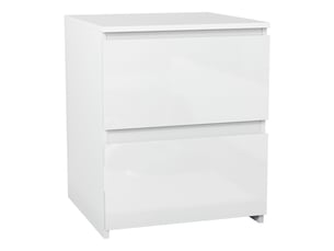 Table de chevet glinton, commode de nuit, chambre, rangement, bois fsc, 2 tiroirs, blanc