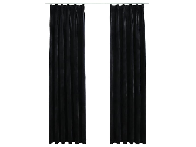  Lot de 2 rideaux occultants, rideaux black-out avec crochets velours noir 140x245 cm cf44900  - Conforama A