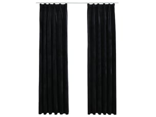 Lot de 2 rideaux occultants, rideaux black-out avec crochets velours noir 140x245 cm cf44900