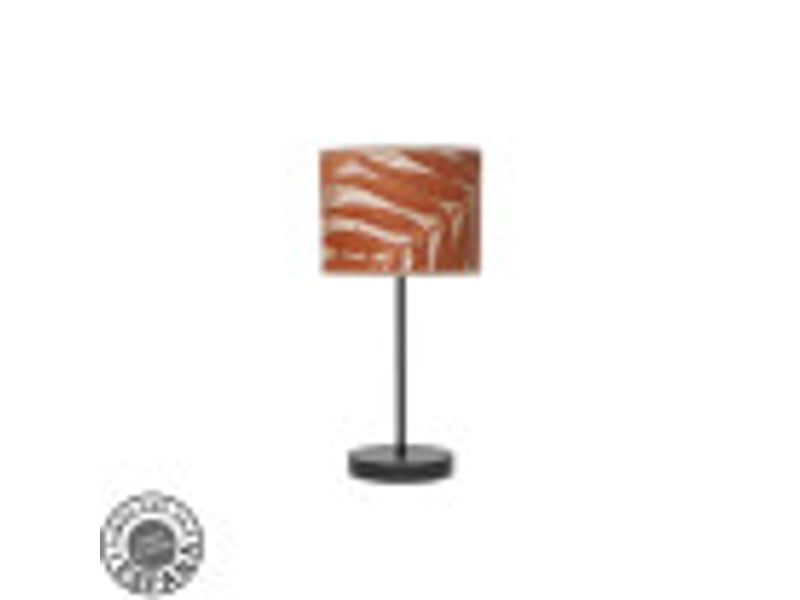  Fabrilamp moda lampe à poser noir terre cuite, abat-jour textile motif feuillage terre cuite, 1 x e14, 42 cm 212470029 - Conforama B