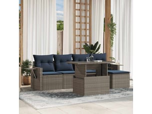 Vidaxl ensemble de canapé de jardin 6 pcs avec coussins gris résine tressée