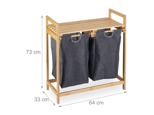 Meuble à linge élégant avec étagère et 2 compartiments 80 x 30 x 60 cm en bambou naturel 13_0013715