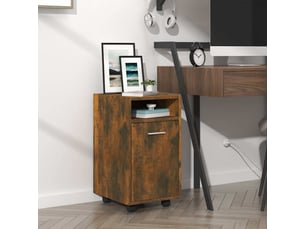 Armoire appoint à roues chêne fumé 33x38x60cm bois d'ingénierie