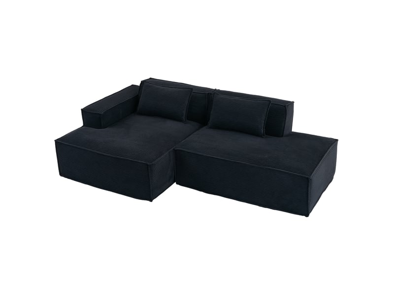 Canapé 2 places noir en polyester avec 2 coussins - 233 x 129 x 70 cm - Conforama A