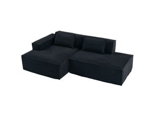 Canapé 2 places noir en polyester avec 2 coussins - 233 x 129 x 70 cm