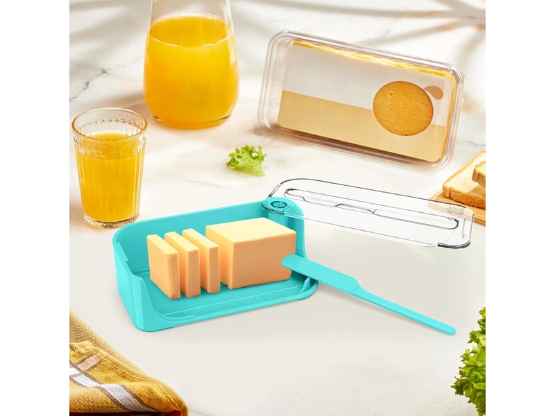  Beurrier en plastique style occidental - blanc, boîte à beurre hermétique avec couvercle transparent, pieds antidérapants &amp; couteau inclus, beurrier GSO-000622 - Conforama C