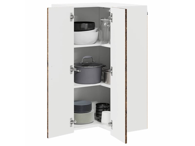 Meuble mural de cuisine, armoire d'angle cuisine porto bois ancien 57x57x100cm - Conforama C