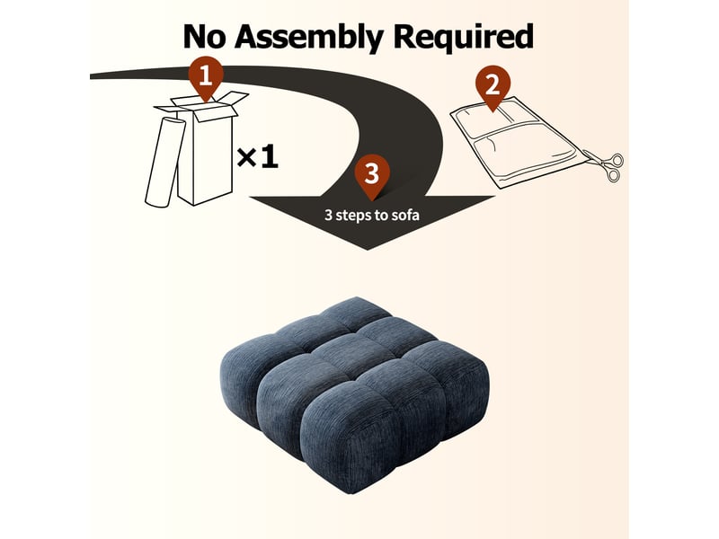 Canapé mousse sans armature, pouf, sans montage, tissu chenille, pour salon et appartement, bleu - Conforama D