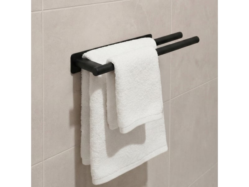  Porte serviette adhésif mural salle de bain ou cuisine 2 barres, sans perçage - acier inoxydable - noir  - Conforama D