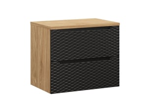 Ensemble de salle de bain yoka noir : meubles sous vasque à tiroirs 70 cm + plan vasque