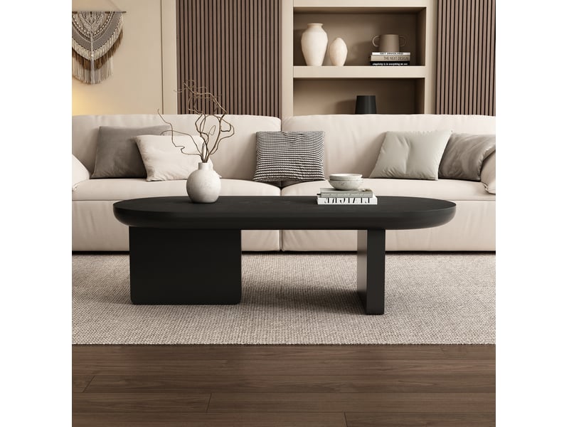  Table basse ovale 119,7 x 49,8 x 35,5 cm en mdf noire chicfurn  - Conforama C