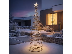 Ecd germany sapin de noël spirale led 180 cm avec étoile éclairage de noël cône guirlande lumineuse effet cascade avec 15 modes de lumière minuterie et 640 leds blanc chaud pour maison ou jardin ip44