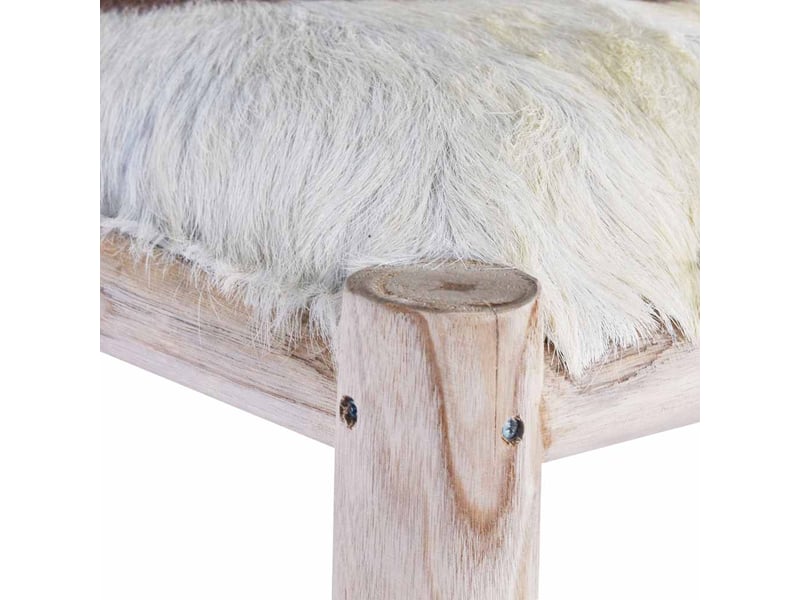  Tabouret de bar, chaise de bar cuir de chèvre véritable et bois de teck massif  - Conforama C