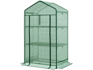 Mini-serre, serre à semis avec bâche et 3 étagères, porte enroulable, potager