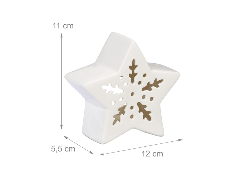  Photophore en forme d'étoile décoration intérieur ambiance cosy 15 x 15 x 15 cm en céramique blanche 13_0015170  - Conforama B