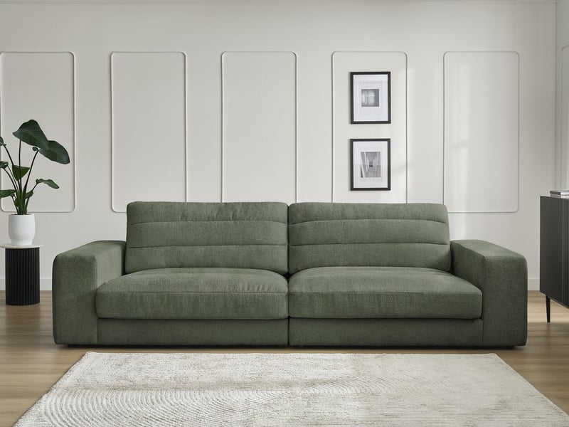  Bobochic canapé droit fixe 3 places sierra tissu texturé vert foncé SIERRA - Conforama D