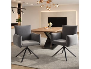 Lot de 2 chaises de salle à manger pivotantes 360° en velours gris avec pieds en métal
