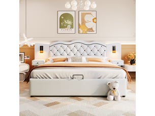 Lit coffre 180x200 cm REDOM   coloris beige