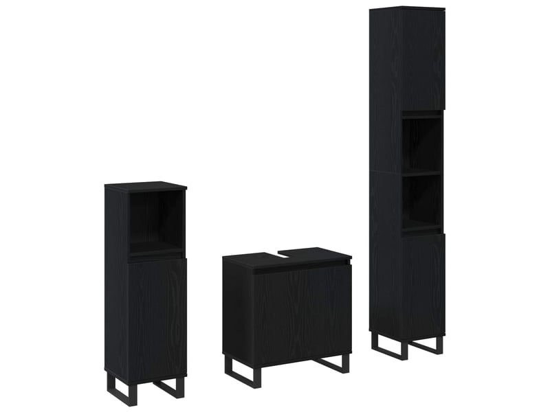 Ensemble de mobilier de salle de bain 3 pc chêne noir cf64325 - Conforama A
