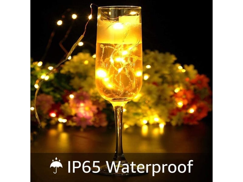  24‑pces lampes pour bouteilles à led fil‑cuivre, guirlande lumineuse bouchon‑liège, lumière blanc chaud, fonctionnement sur piles  - Conforama C