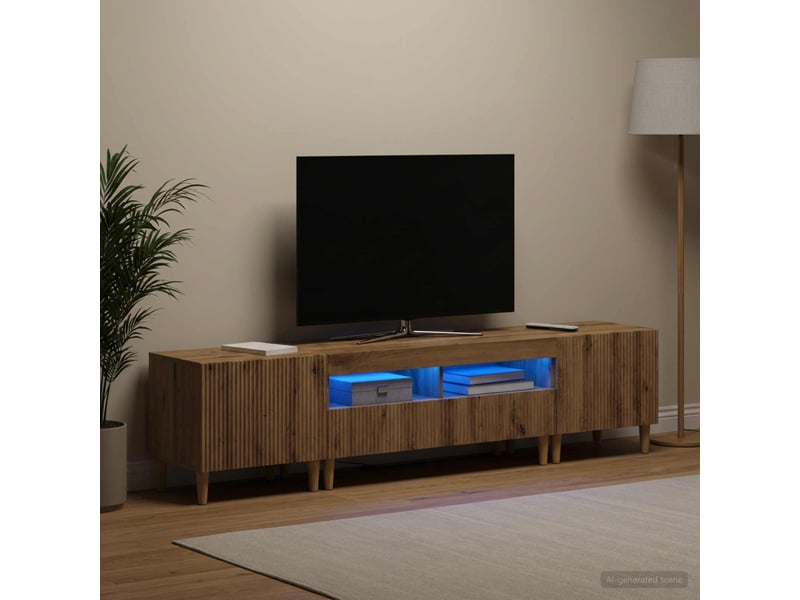  Ensemble de 3 meubles tv - banc tv - meuble de rangement led arnhem 3 pcs chêne artisanal  - Conforama C