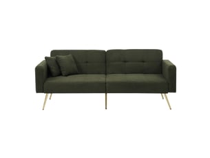 Canapé 2 places, avec couchage d'appoint, avec rangement intégré, avec rembourrage mousse, coloris vert antique, l175 x p64 x h72 cm