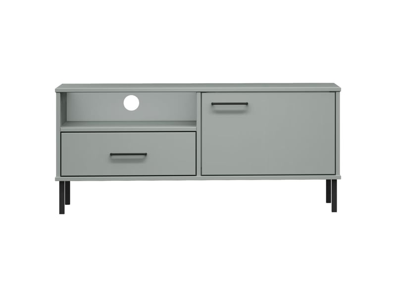 Meuble tv - banc tv - meuble de rangement avec pieds en métal gris bois de pin massif oslo  - Conforama D